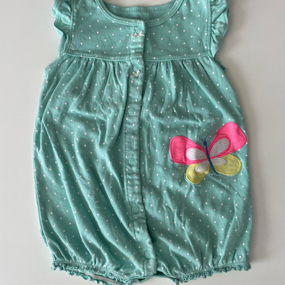Carter's Mint Green Polka Dot Baby Romper